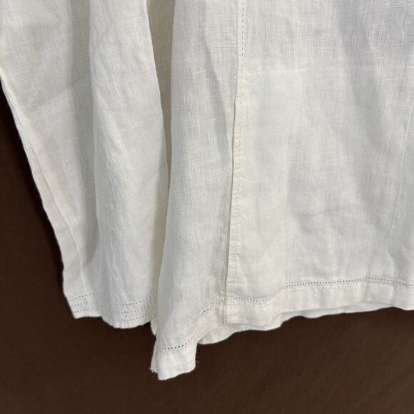 Talbots Womens Irish Linen Hooded Tunic Top MEDIUM White Beach Resort Minimalist - Picture 5 of 9